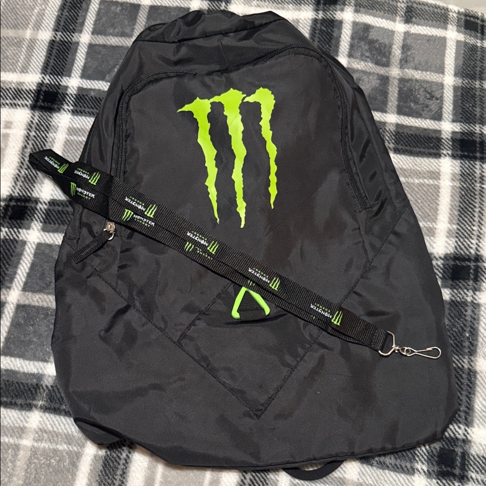 Monster Energy Black Backpack and lanyard